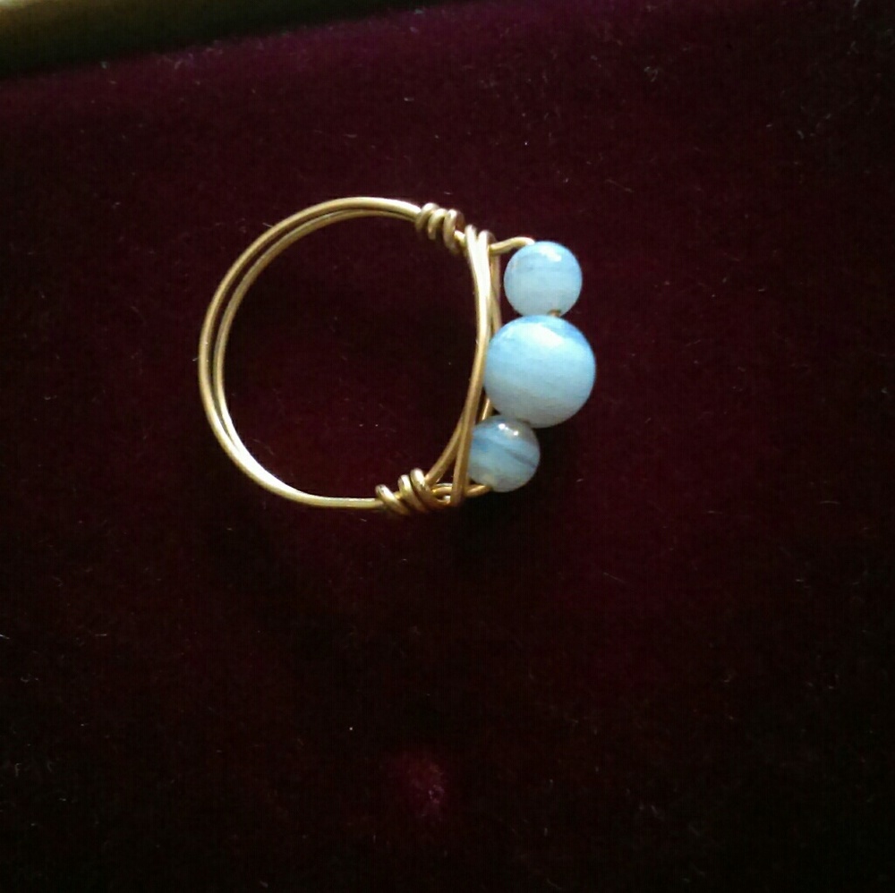 Striated Gemstone Wire Wrapped Ring - image 1