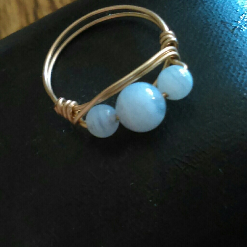 Striated Gemstone Wire Wrapped Ring - image 2