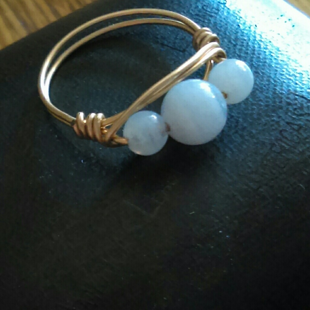 Striated Gemstone Wire Wrapped Ring - image 3