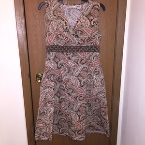 Brown & orange paisley dress with pockets