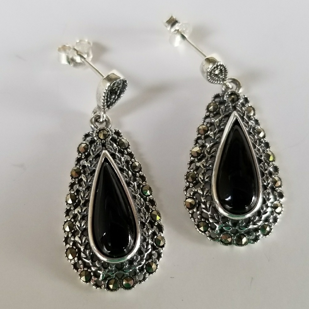 Natural Stone & Silver Earrings