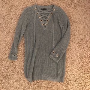Lace up grey sweater