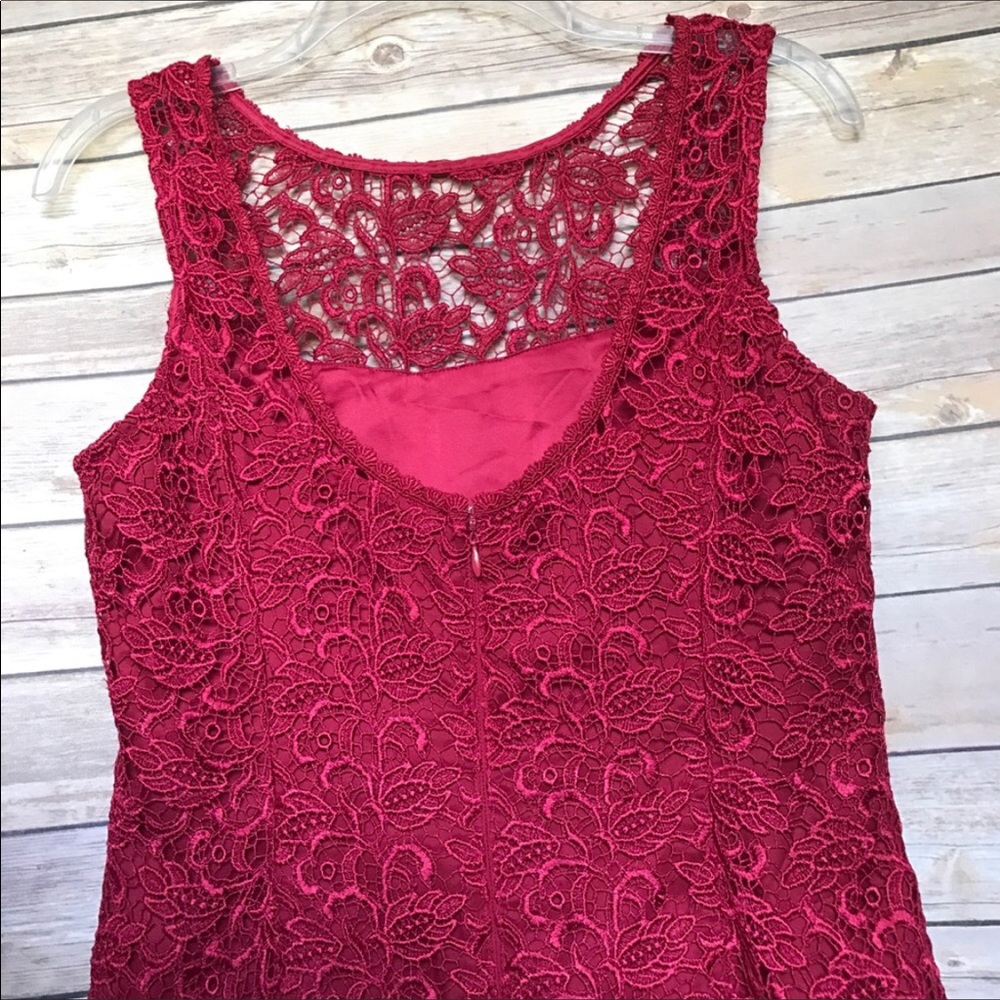 White House Black Market Red Lace Dress - Picture 3 of 8
