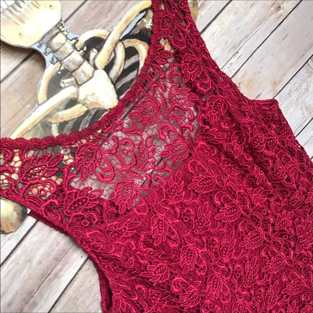 White House Black Market Red Lace Dress - Picture 5 of 8