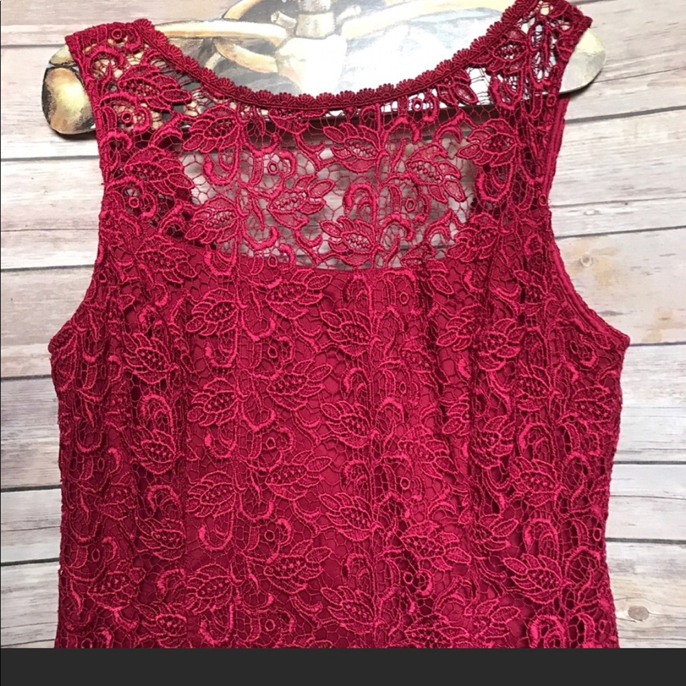 White House Black Market Red Lace Dress - Picture 6 of 8