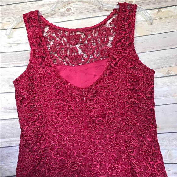 White House Black Market Red Lace Dress - Picture 3 of 8