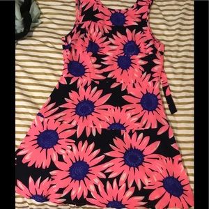 Blue and pink flower tie back dress