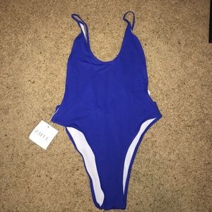 Zaful Blue Low-Back One-Piece Swimsuit