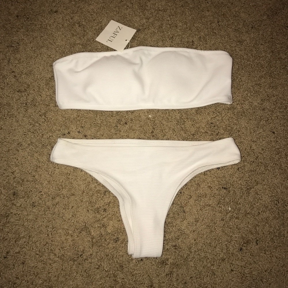 Zaful White Bandeau Swimsuit