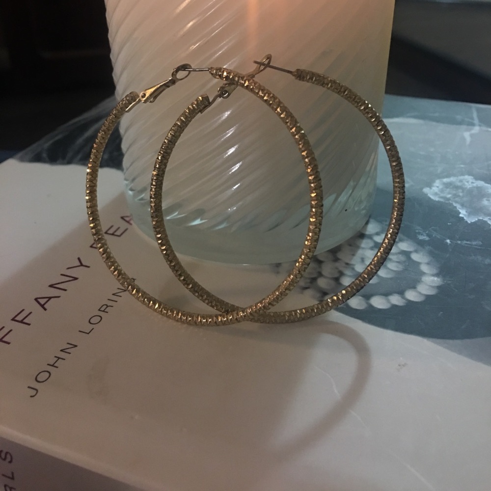 Yellow Textured Hoops - Large Size