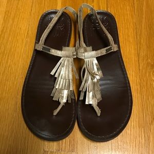 Hollister Gold Fringe Sandal, Size M