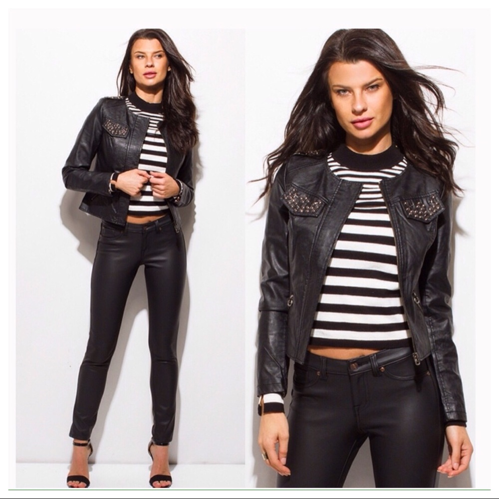 SOLD💥New Embellished Vegan Leather Jacket