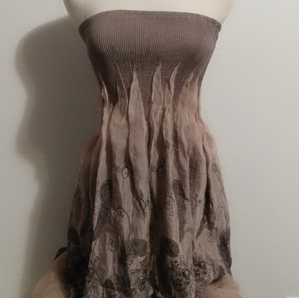 Strapless Popcorn Brown Dress