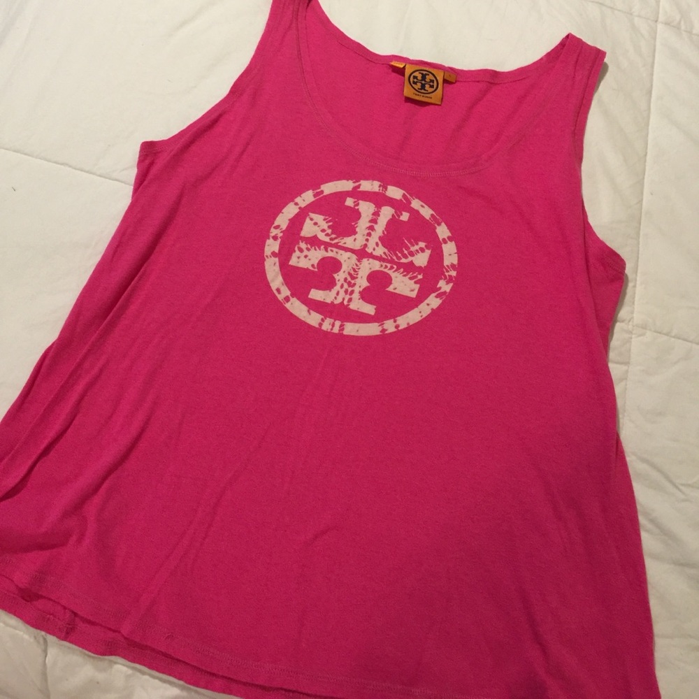 Tory Burch Pink Tank Top with White Logo- Size L