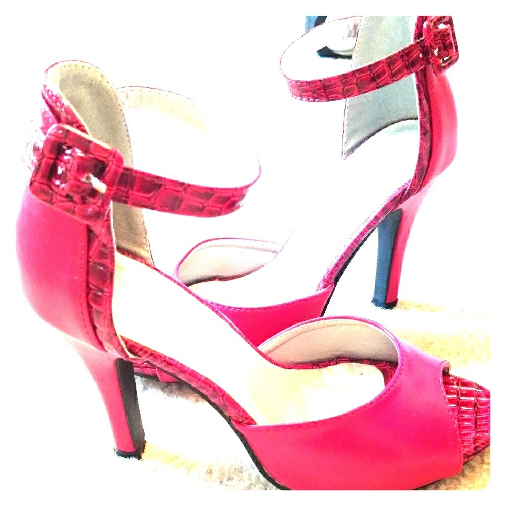 Red Pumps with Ankle Straps