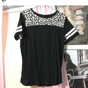 Pink black shirt sleeve tee