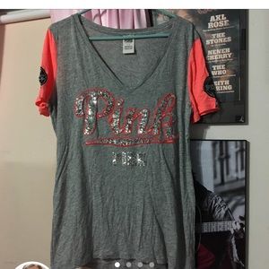 Pink Brand sequin short sleeve tee