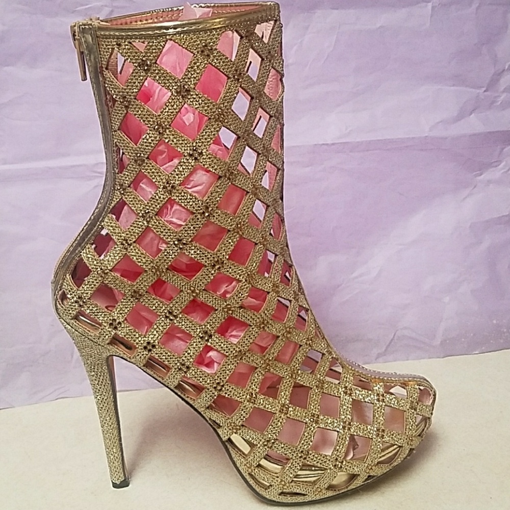 Sparkly Cage Ankle Boots / Stilettos 