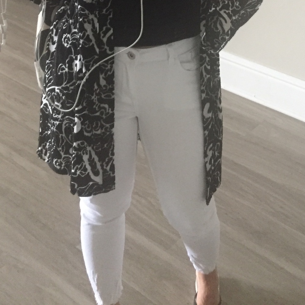 Zara Distressed White Jeans