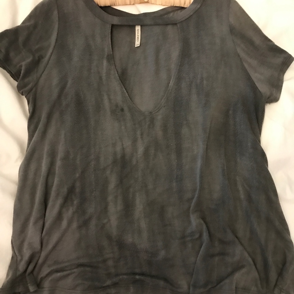 V neck cutout T-shirt