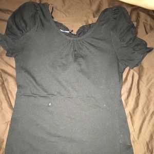 Girls black T-shirt with lace bow