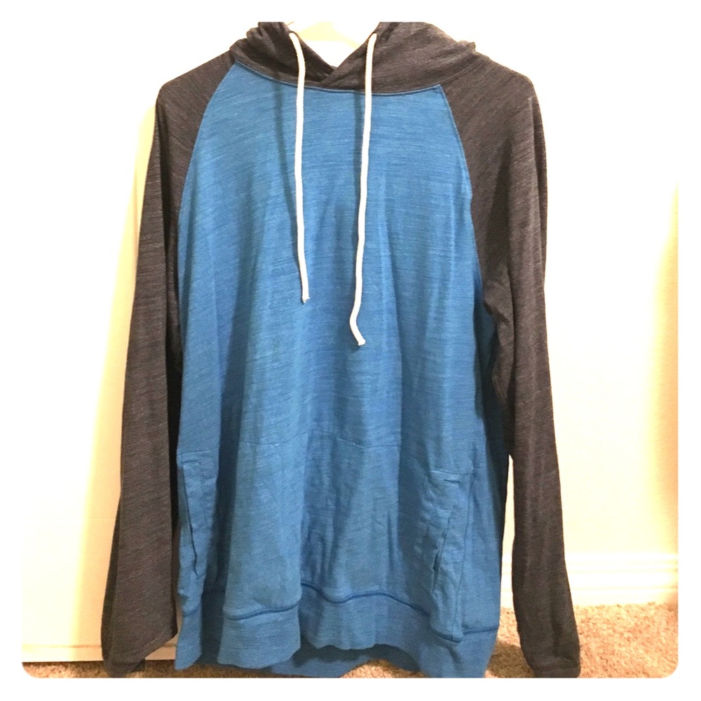 Blue and grey men's hooded sweater