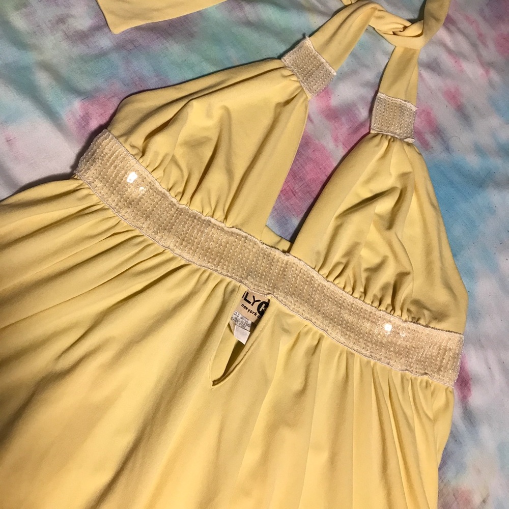 Luly K New York City yellow sequin festival blouse