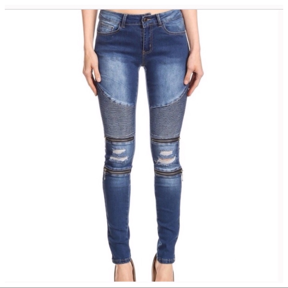 SOLD OUT‼️New Zipper Moto Jeans! ❗️