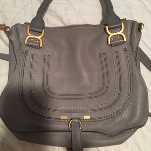 Chloe "Marcie" Medium Calfskin Saddle Bag Grey