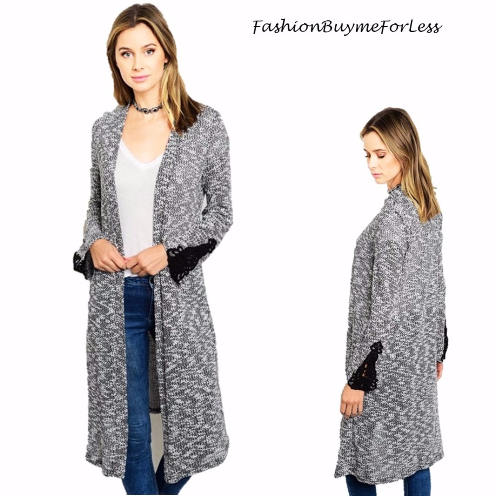 Urban BOHO Slub Knit Woven Tweed Sweater Cardigan