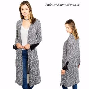 Urban BOHO Slub Knit Woven Tweed Sweater Cardigan