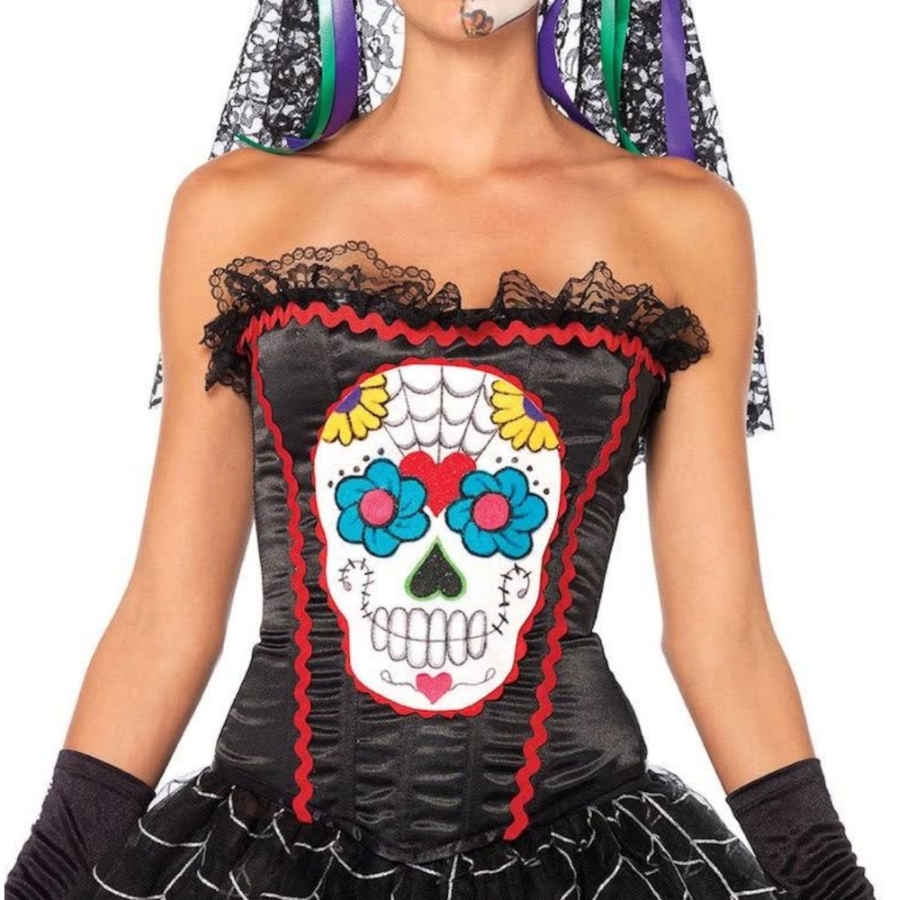 Sugar Skull Adult Womens Bustier Large (12-14)
