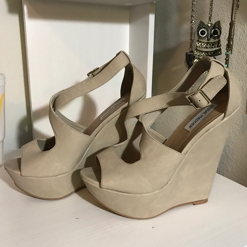 Tan Wedged Platform Heels