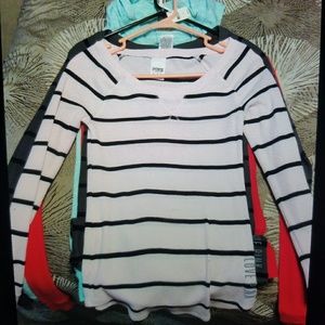 PINK thermal stripe shirt.