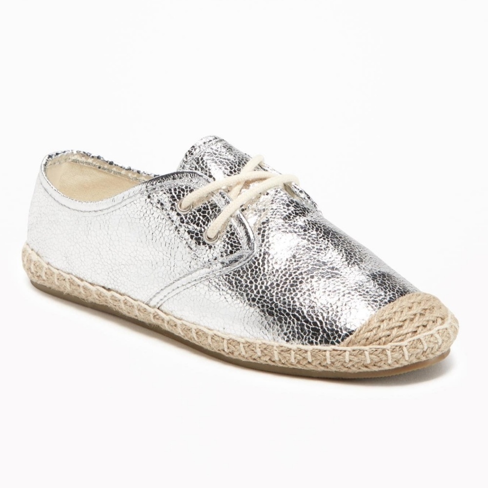 Metallic Lace Up Espadrilles