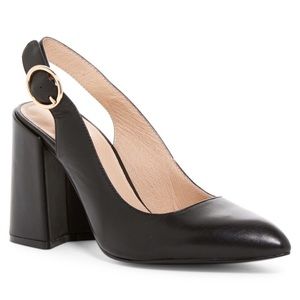 Shellys London Black Block Heel Chested Pump Shellys London Black Block Heel Chested Pump