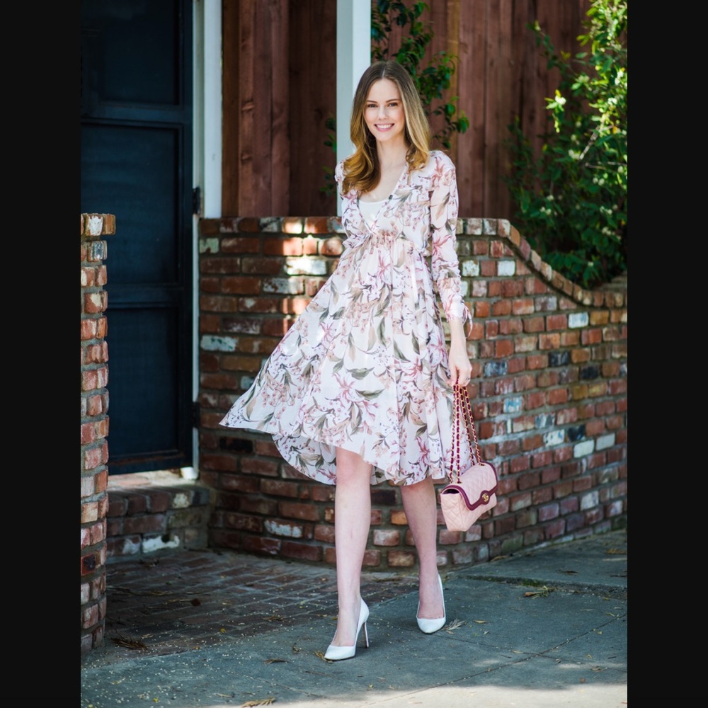 Topshop Lily Floral Mesh Midi Dress