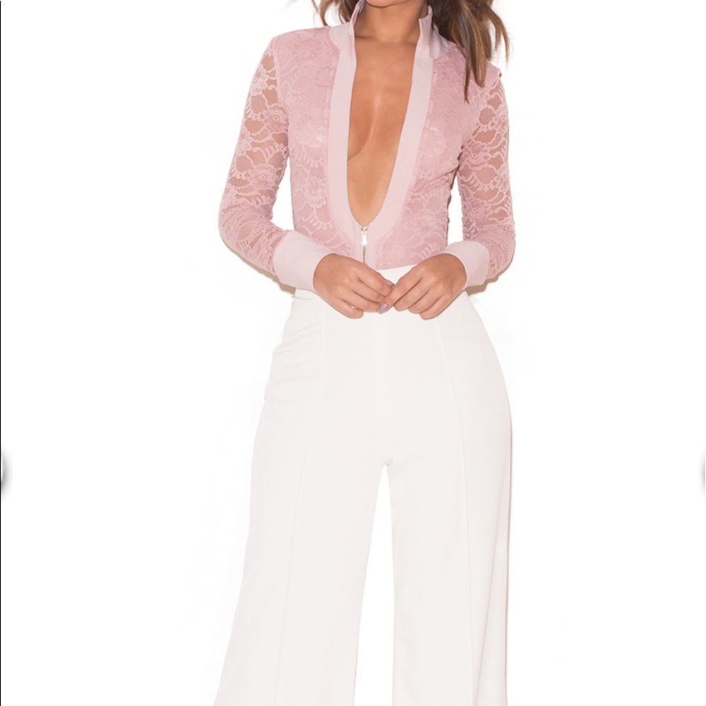 Rose pink lace bodysuit