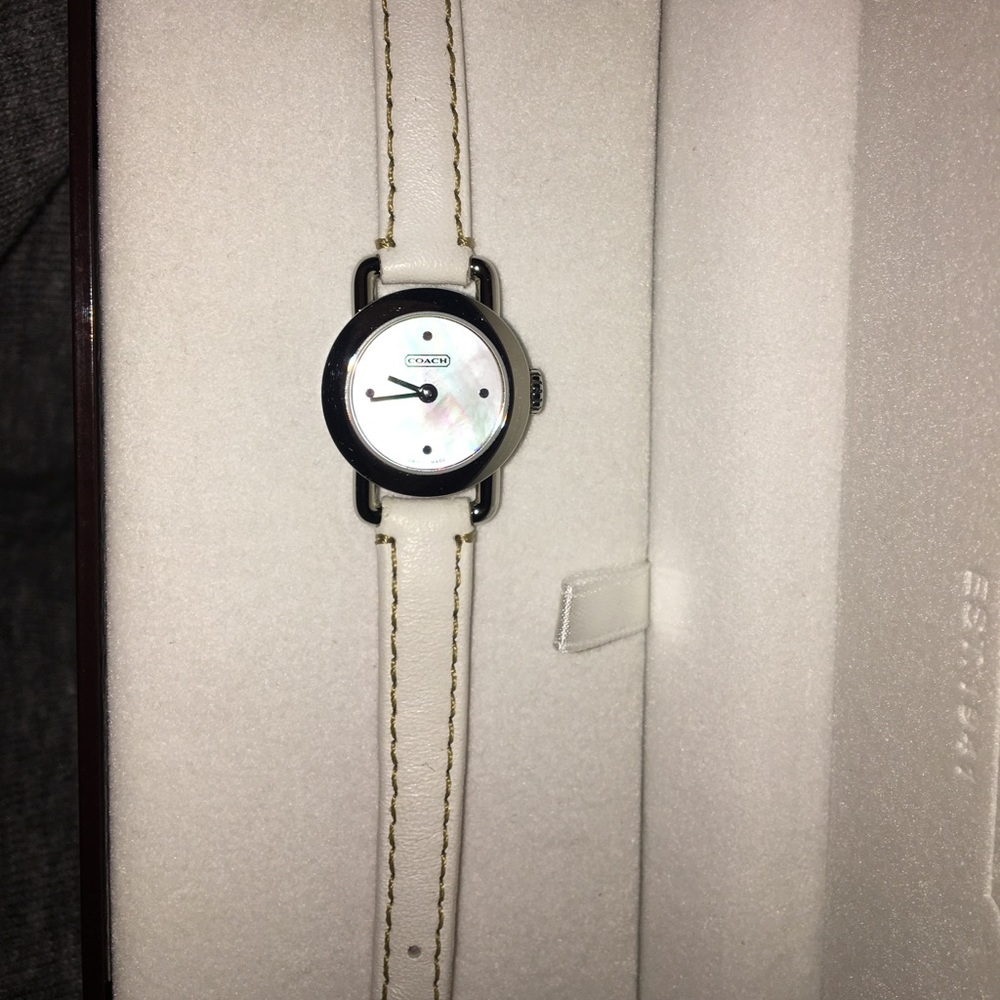 Brand New Skinny White Leather Strap Coach Watch