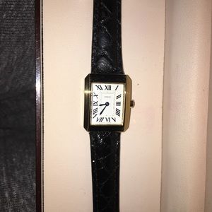 Black Leather Coach Watch With Gold Hardware