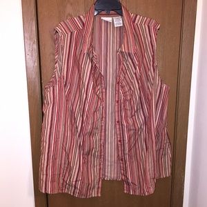 striped button-down sleeveless top