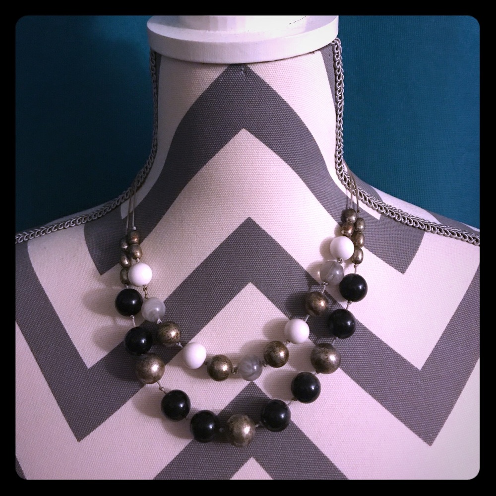 Beaded double layer choker necklace