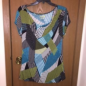 Apt 9 top w/ blue/green/black.white lines