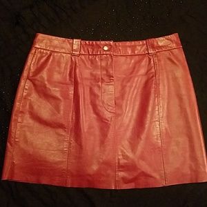 Express Red Leather Skirt