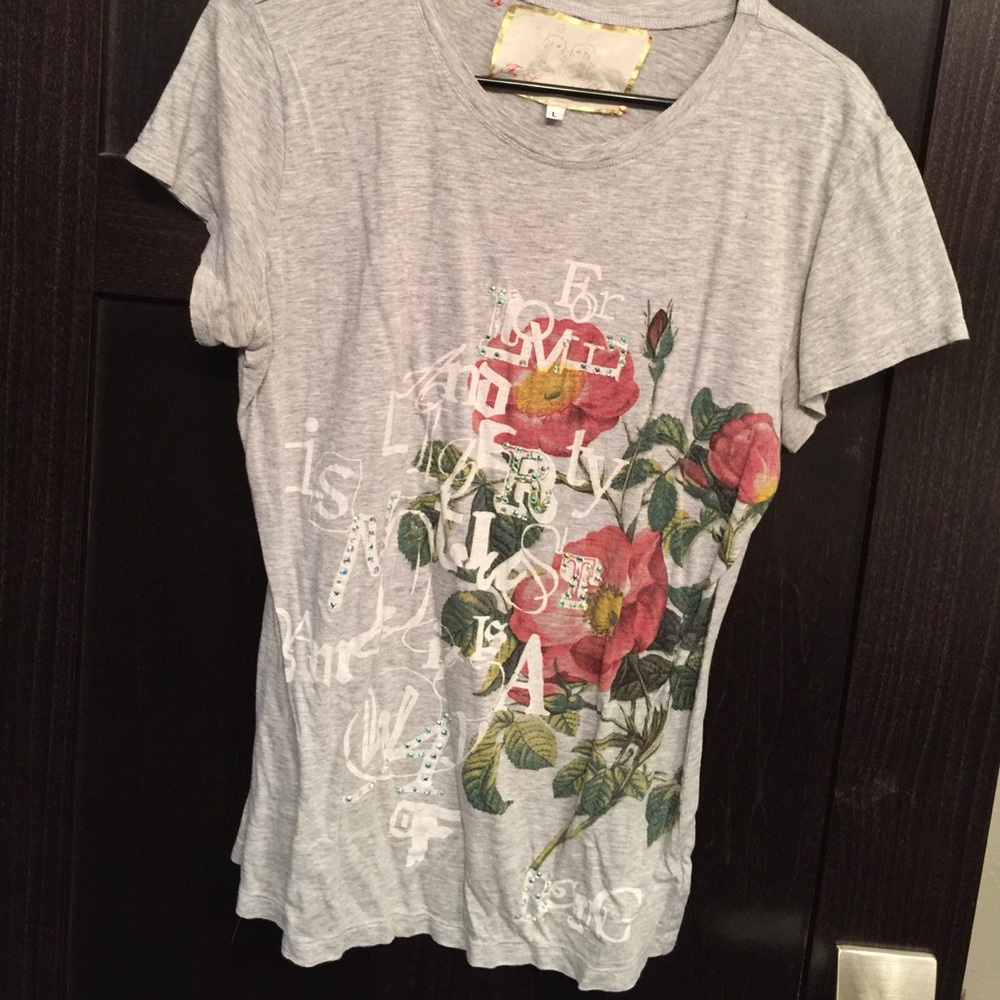 Johnny Was For Love & Liberty Tee, Crystals Size L