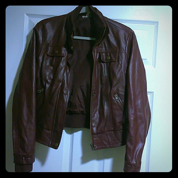 Faux leather Dark Maroon jacket - Picture 1 of 8