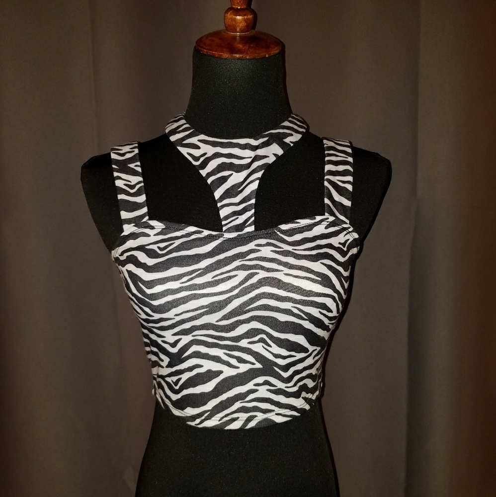 Crop Top With Zip-Up Back and Choker