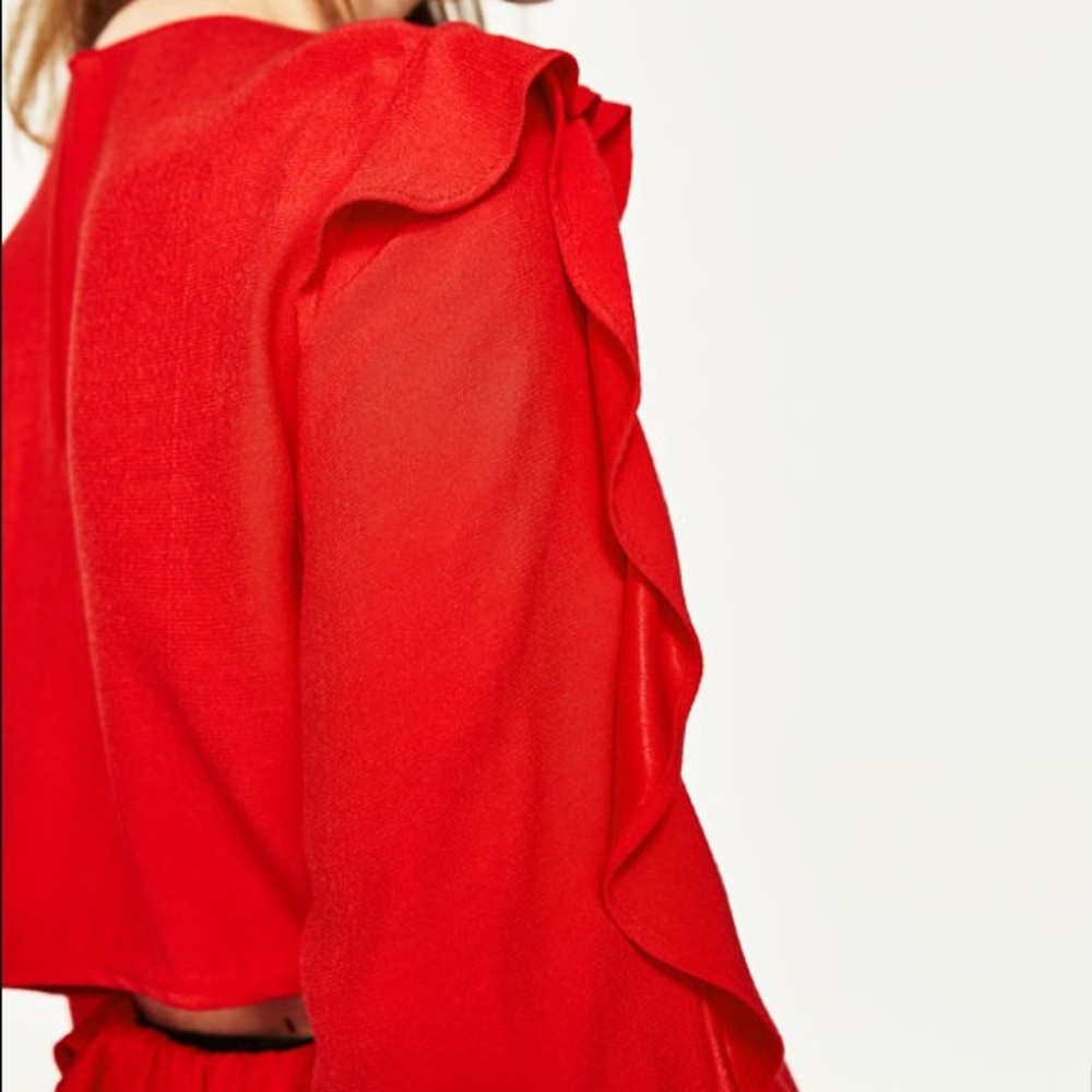 Zara red frilled top - Picture 4 of 5