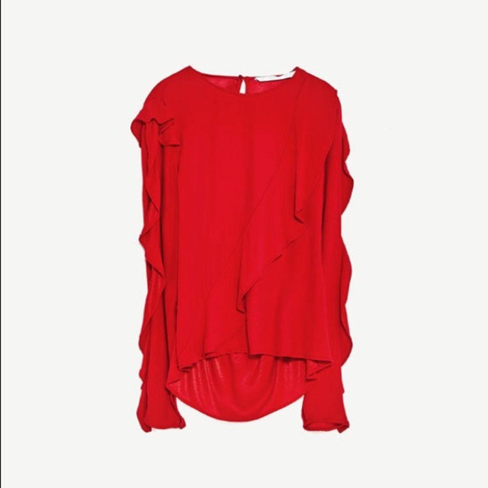 Zara red frilled top - Picture 5 of 5