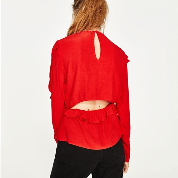 Zara red frilled top - Picture 2 of 5